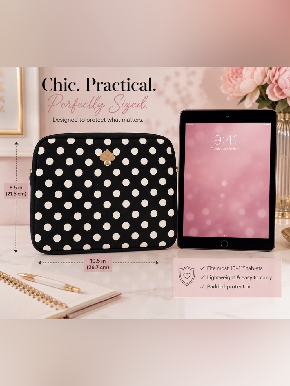 kate spade Black and White Polka Dot mini Sleeve